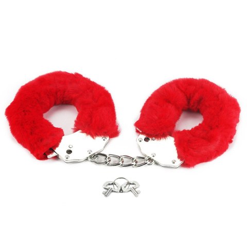 Kajdanki z futerkiem - Fetish Pleasure Fluffy Handcuffs Red Lovetoy