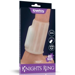Wibrujący rękaw na penisa - Vibrating Ridge Knights Ring (White) Lovetoy