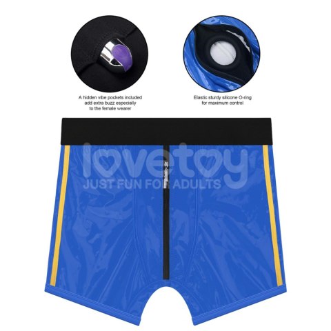 Bokserki Strap-on S/M - Chic Strap-On shorts (32 - 35 inch waist) Blue Lovetoy