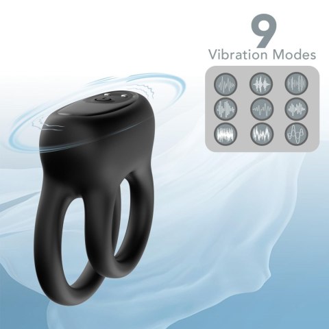 Wibrujący pierścień erekcyjny - Dualo Black, 9 vibration functions B - Series Joy