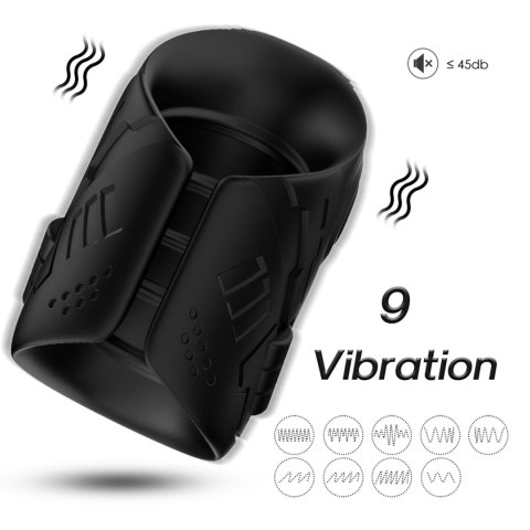 Wibrująca nakładka na penisa - Mechwarrior Black, 9 vibration functions B - Series Joy