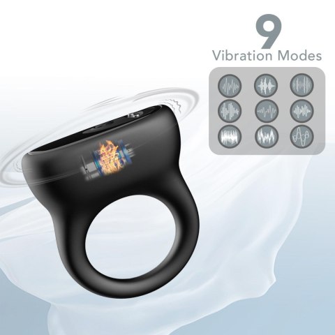 Wibrujacy pierścień erekcyjny - Oring Black, 9 vibration functions B - Series Joy