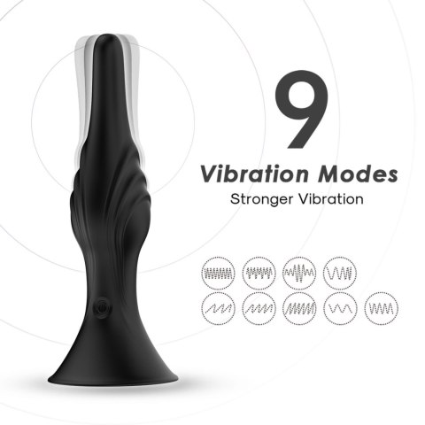 Wibrujacy korek analny - Rocket Black, 9 vibration functions B - Series Joy