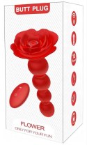Wibrujacy, Rrotujący korek analny - Rose rotating anal beads B - series Cute