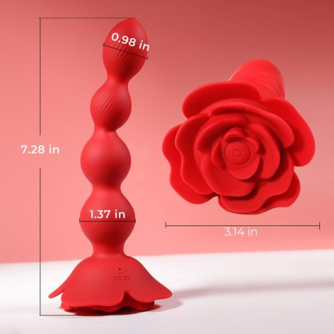 Wibrujacy, Rrotujący korek analny - Rose rotating anal beads B - series Cute