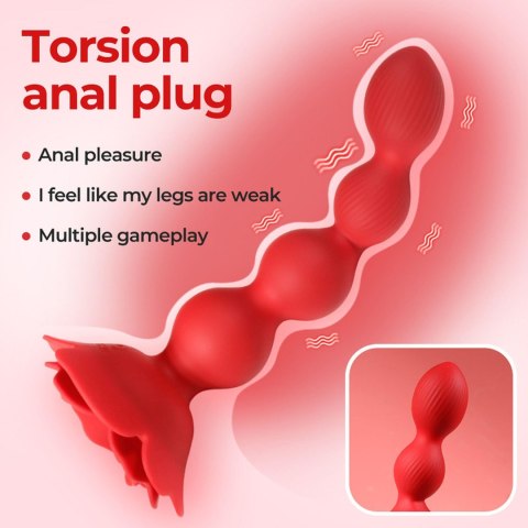 Wibrujacy, Rrotujący korek analny - Rose rotating anal beads B - series Cute