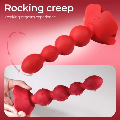 Wibrujacy, Rrotujący korek analny - Rose rotating anal beads B - series Cute