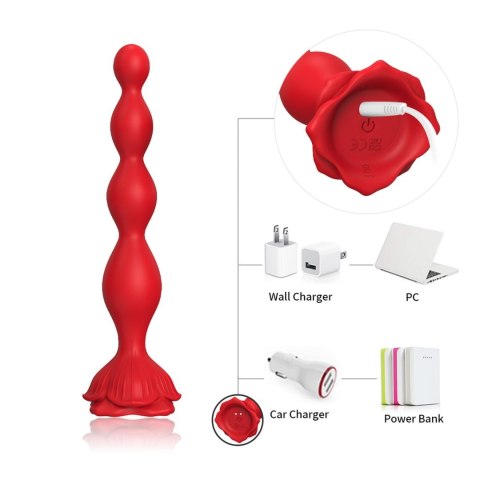 Wibrujący korek analny - Rosestick Red, 9 vibration functions B - Series Joy