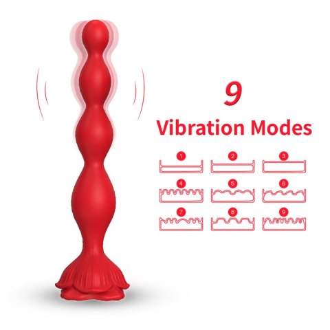 Wibrujący korek analny - Rosestick Red, 9 vibration functions B - Series Joy