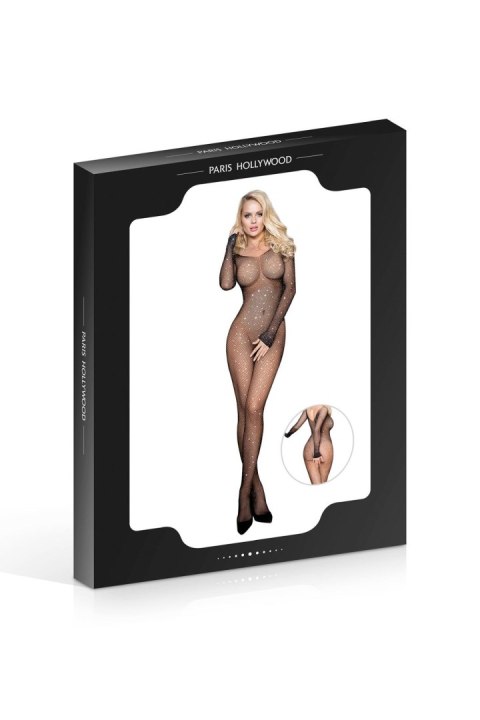 Bodystocking z otwartym krokiem - BLACK STRASS JUMPSUIT (Size: TU) Paris Hollywood