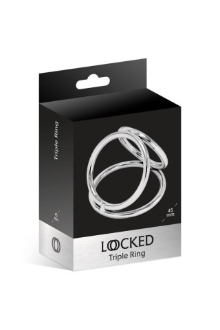 Metalowy pierścień erekcyjny - LOCKED TRIPLE RING 45/32/37 MM (Size: T1) Locked