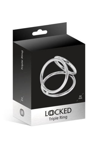 Metalowy pierścień erekcyjny - LOCKED TRIPLE RING 50/37/45 MM (Size: T2) Locked