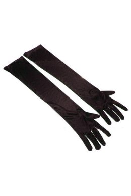 Długie satynowe rękawiczki - LONG BLACK SATIN GLOVES TU (Size: TU) Paris Hollywood