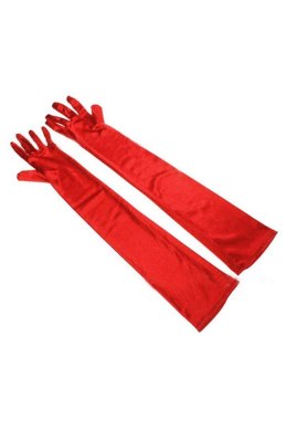 Długie satynowe rękawiczki - LONG SATIN RED GLOVES TU (Size: TU) Paris Hollywood