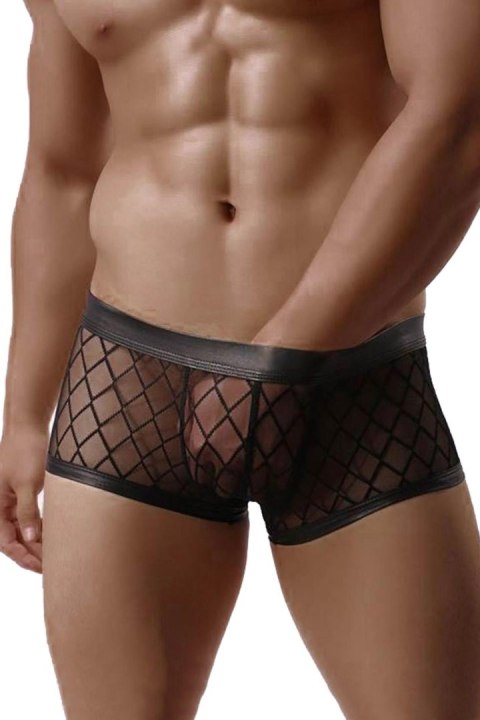 Boxserki z siatecki - MEN'S BOXERS MP056 BLACK (Size: S) Paris Hollywood