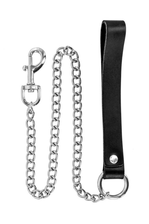 Metalowa smycz - METAL LEASH WITH COW LEATHER WRIST Fetish Premium