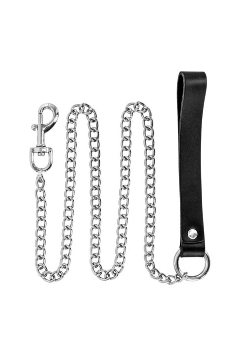 Metalowa smycz - METAL LEASH WITH COW LEATHER WRIST Fetish Premium