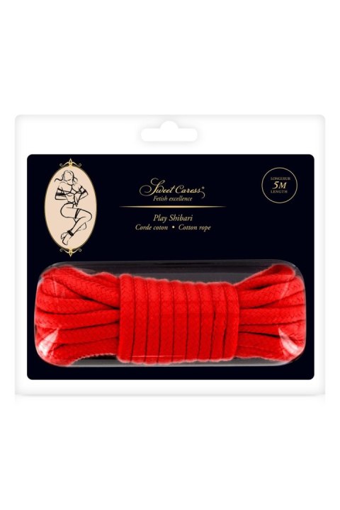 Linia do krępowania BDSM - SM BONDAGE ROPE RED 5M (Size: T1) Sweet Caress