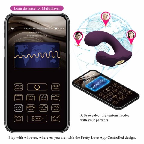 Wibrator majtkowy - Billy Purple, 12 vibration functions Mobile APP remote control Pretty Love