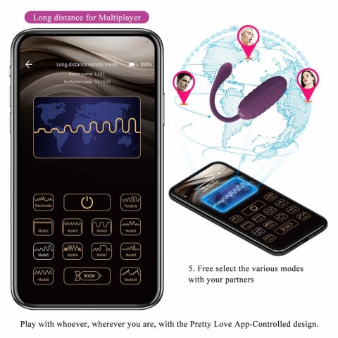 Wibrujace Jajko - CASPER Purple 12 vibration functions Mobile APP remote control Pretty Love