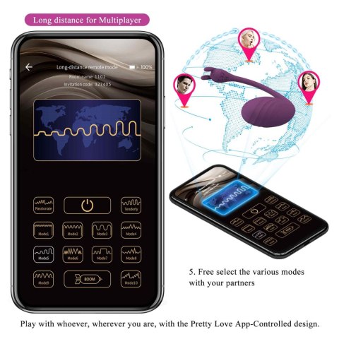 Wibrujące Jajko sterowane aplikacją - Catalina, 12 vibration functions Mobile APP Long-distance Control Pretty Love