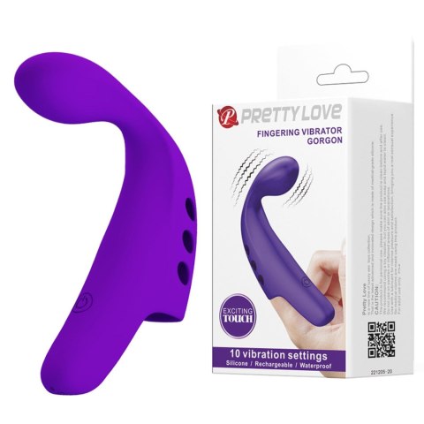 Wibrujaca nakładka na palec - FINGERING VIBRATOR GORGON Purple, 10 vibration functions Pretty Love