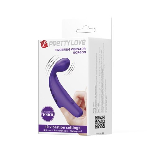 Wibrujaca nakładka na palec - FINGERING VIBRATOR GORGON Purple, 10 vibration functions Pretty Love