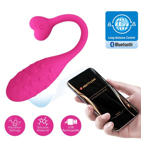 Wibrujące Jajko sterowane aplikacją - Fisherman Pink, 12 vibration functions Mobile APP remote control Pretty Love