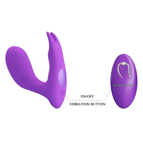 Wibrator majtkowy z pilotem - Idabelle Purple, 12 vibration functions 12 pulse wave settings Wireless remote control Pretty Love