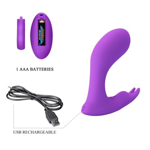 Wibrator majtkowy z pilotem - Idabelle Purple, 12 vibration functions 12 pulse wave settings Wireless remote control Pretty Love