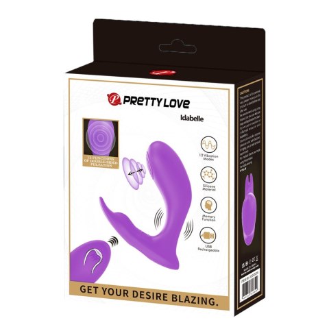 Wibrator majtkowy z pilotem - Idabelle Purple, 12 vibration functions 12 pulse wave settings Wireless remote control Pretty Love