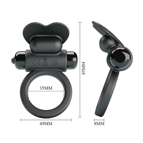 Wibrujący pierscień erekcyjny - VIBRANT PENIS RING DEBONAIRE Black, 10 vibration functions Pretty Love