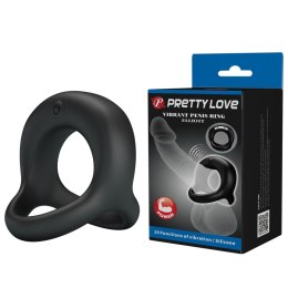 Wibrujący pierścień erekcyjny - VIBRANT PENIS RING ELLIOTT Black, 10 vibration functions Pretty Love