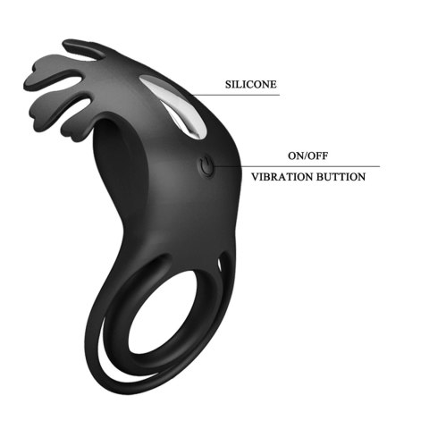 Wibrujący pierścień erekcyjny - VIBRANT PENIS RING RUBEN Black, 7 vibration functions Pretty Love