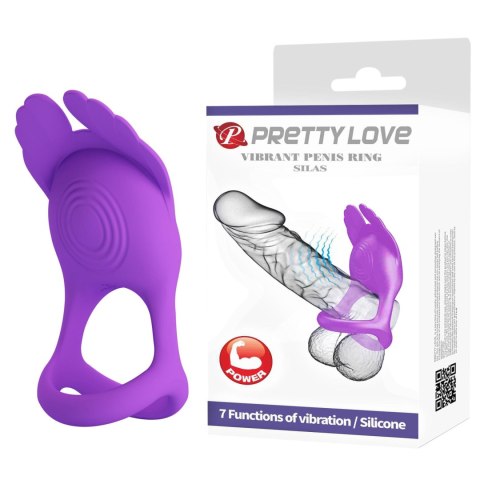 Wibrujacy pierscień erekcyjny - VIBRANT PENIS RING SILAS Black, 7 vibration functions Pretty Love