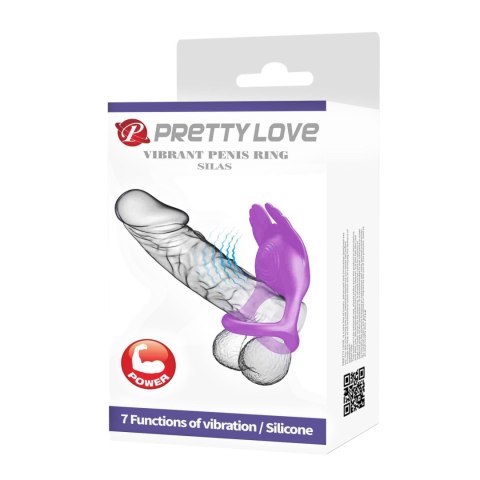 Wibrujacy pierscień erekcyjny - VIBRANT PENIS RING SILAS Black, 7 vibration functions Pretty Love