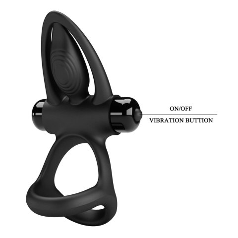 Wibrujący pierścień erekcyjny - VIBRATION COCK RING Black, 10 vibration functions Pretty Love