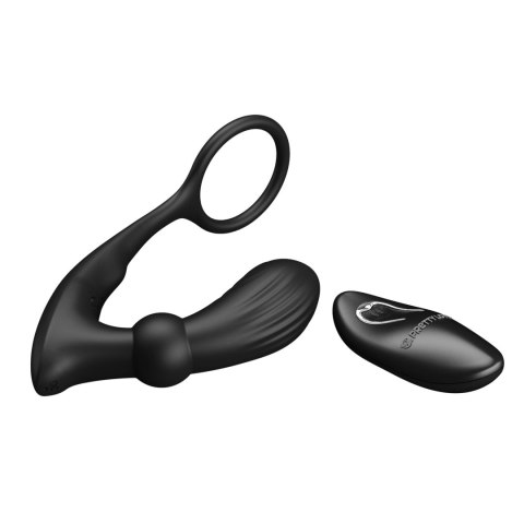 Masażer prostaty z pilotem - Warren Black, 12 vibration functions 12 pulse wave settings Wireless remote control Pretty Love