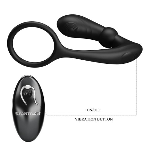 Masażer prostaty z pilotem - Warren Black, 12 vibration functions 12 pulse wave settings Wireless remote control Pretty Love