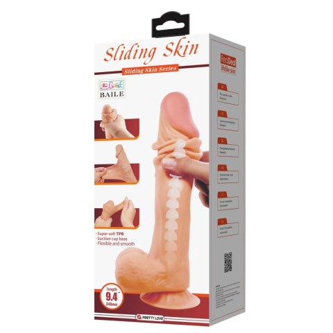 Dildo 24 cm - Sliding Skin 9,4'' Flesh Bendable Suction base TPR Baile