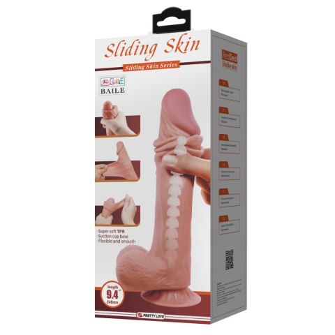 Dildo 24 cm - Sliding Skin 9,4'' Suction base Bendable TPR Baile