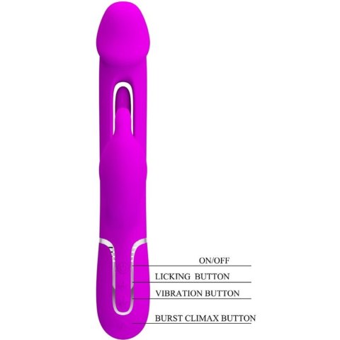 Wibrator Królik - Kampas Rabbit 3 in 1, multifunction vibrator with tongue violet Pretty Love