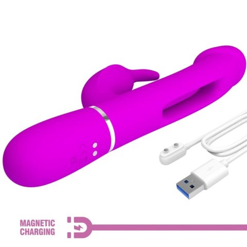 Wibrator Królik - Kampas Rabbit 3 in 1, multifunction vibrator with tongue violet Pretty Love