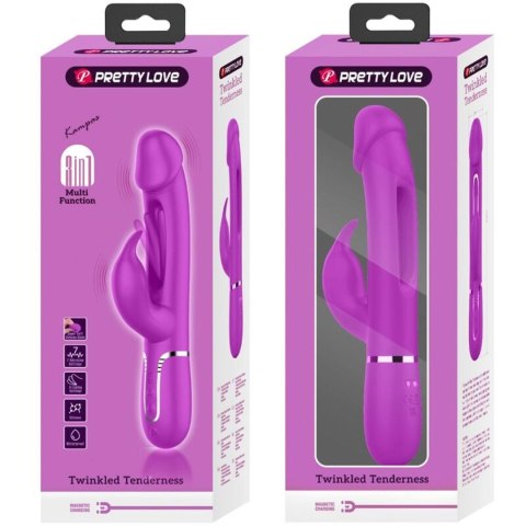 Wibrator Królik - Kampas Rabbit 3 in 1, multifunction vibrator with tongue violet Pretty Love