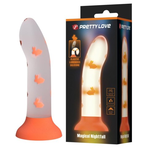 Dildo 17 cm świecące w ciemności - Magical Nightfall, Luminous Suction base Pretty Love