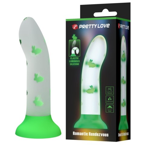 Dildo 17 cm świecące w ciemności - Romantic Rendezvous, Luminous Suction base Pretty Love