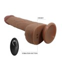 Wibrujące Dildo 23cm Tommy 8,9'' Light Brown, 3 vibration functions 3 thrusting settings Suction base Wireless remote control