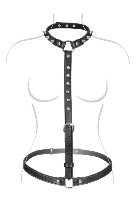 Uprząz w klimacie BDSM - SEXY BUST HARNESS WITH SPIKES Fetish Tentation