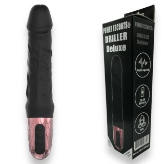 Wibrator - Driller De Luxe Black - 21 Cm / 8.2 Inch Fat Silicone Realistic Vibrator