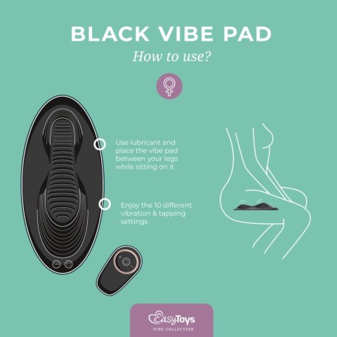 Wibrator, Stymulator Łechtaczki z Pilotem - Vibe Pad Double Vibration with Remote Control - Black EasyToys